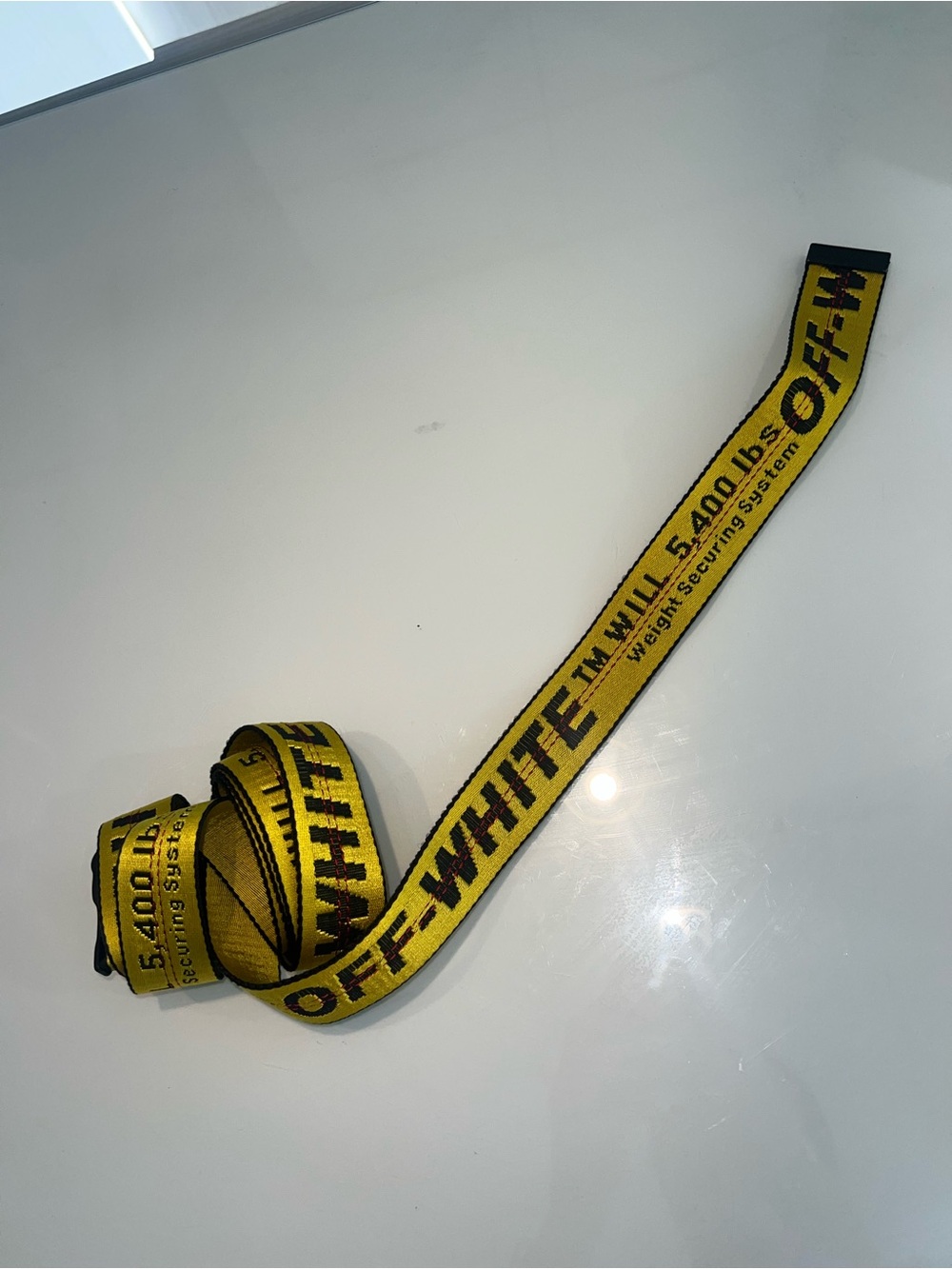 Off-White Industrial Yellow and Black Logo Belt